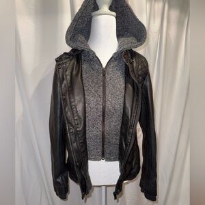 FREE SHIPPING Mo-Ka Black and Gray Vegan Leather Jacket